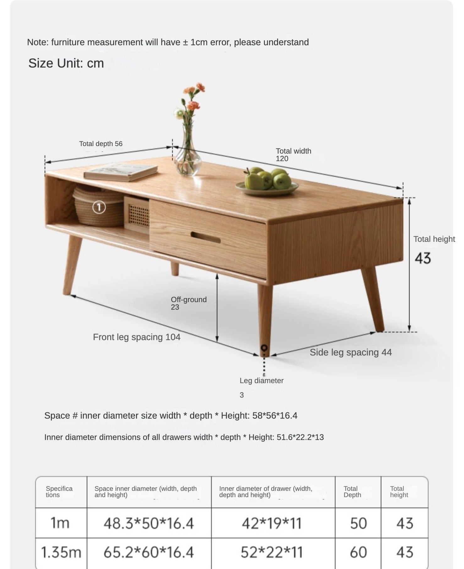 Premium OAK Solid Wood Modern Coffee Table - American Style Living Room Furniture for Home Decor & Relaxation