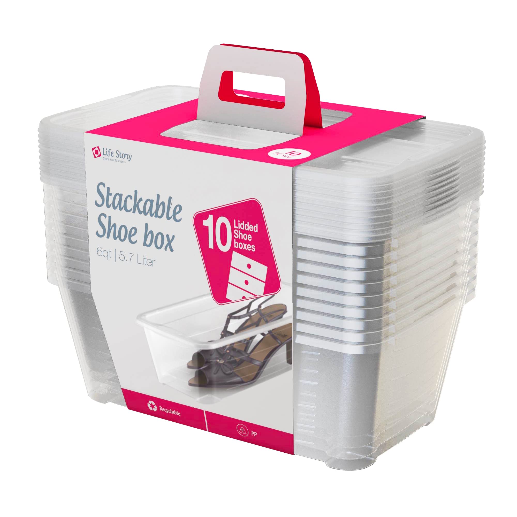 6-Pack Clear Plastic Storage Boxes with Lids – 6L Multi-Purpose Stackable Shoe, Accessory & Closet Organizer Bins – Perfect for Home, Office & Dorm Organization (160 Pack)