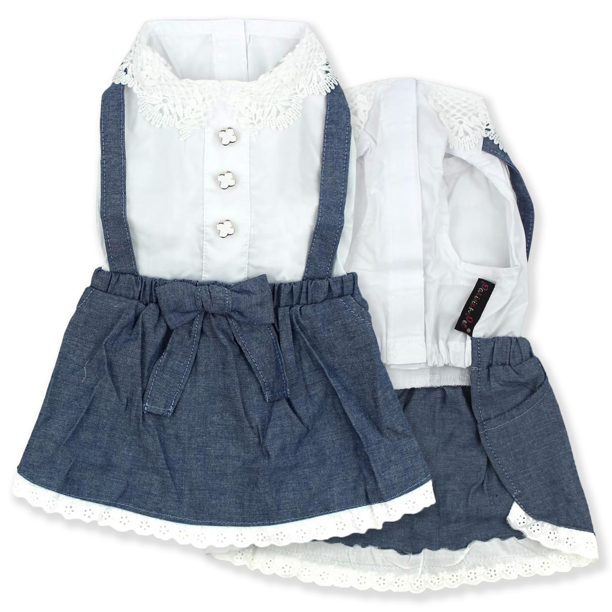 Chambray Dog Overalls for Large Dogs - Lightweight & Fashionable Sleeveless Summer Dog Dress - Parisian Pet Outfit for Girls - Perfect for Outdoor Adventures, Beach Trips & Photo Shoots