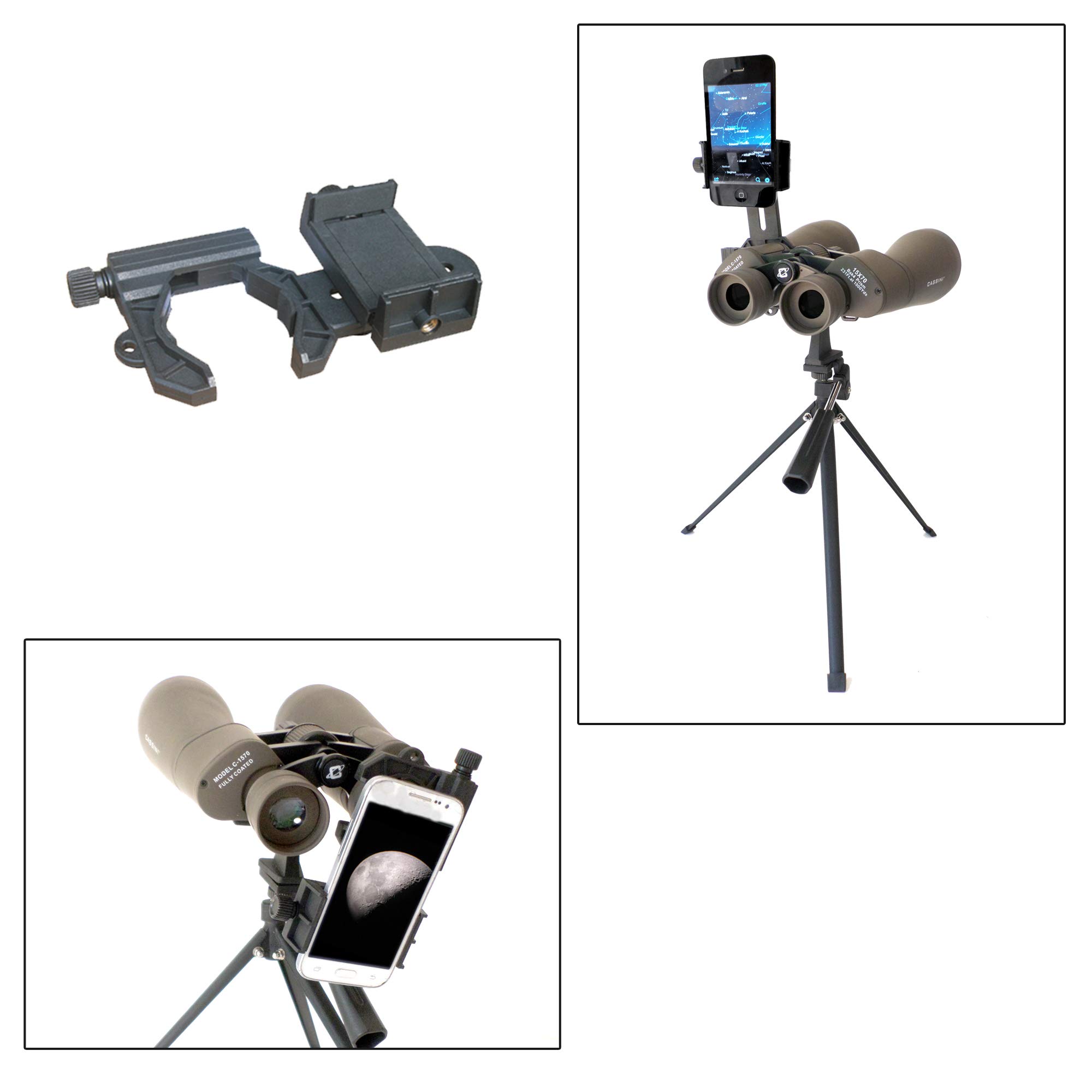 Cassini 15x70mm Astronomy Binoculars with Tripod Stand, Carrying Case & Smartphone Adapter - Perfect for Stargazing, Bird Watching & Long Distance Observation