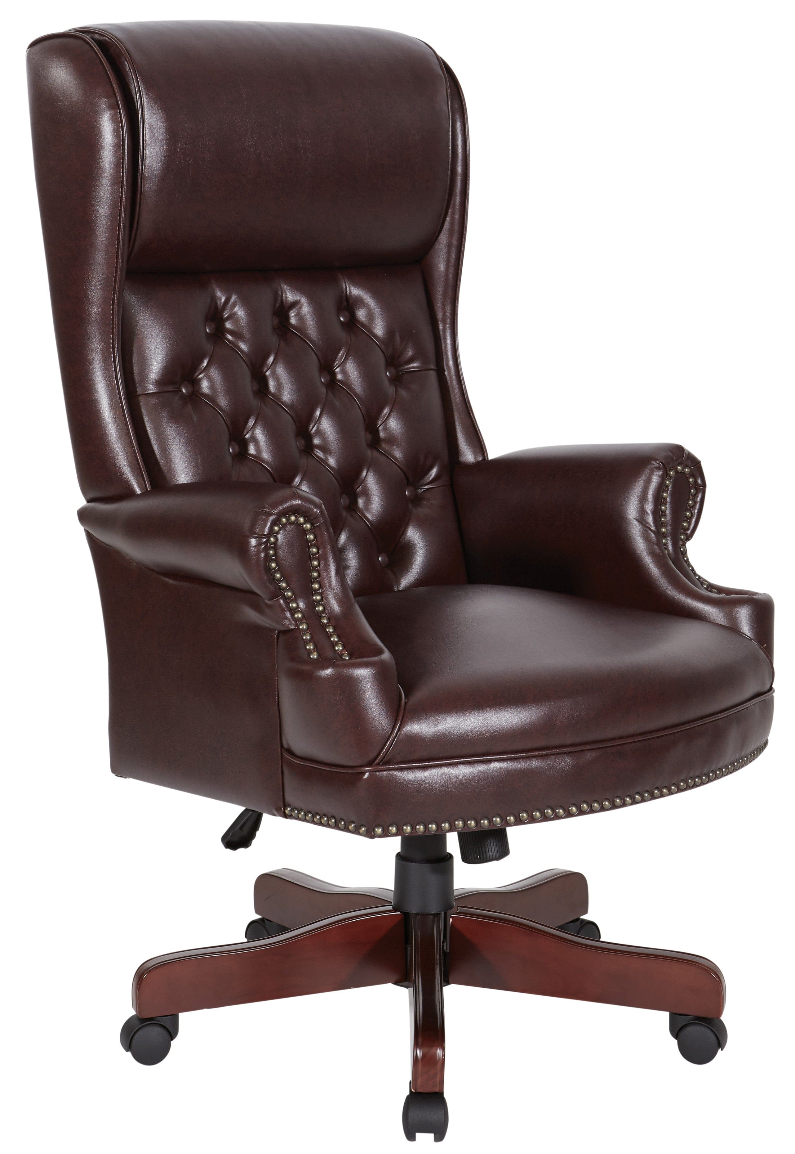 Premium Executive Office Chair - Ergonomic High Back Leather Desk Chair with Lumbar Support [TEX228] for Home Office, Conference Room & Professional Workspace