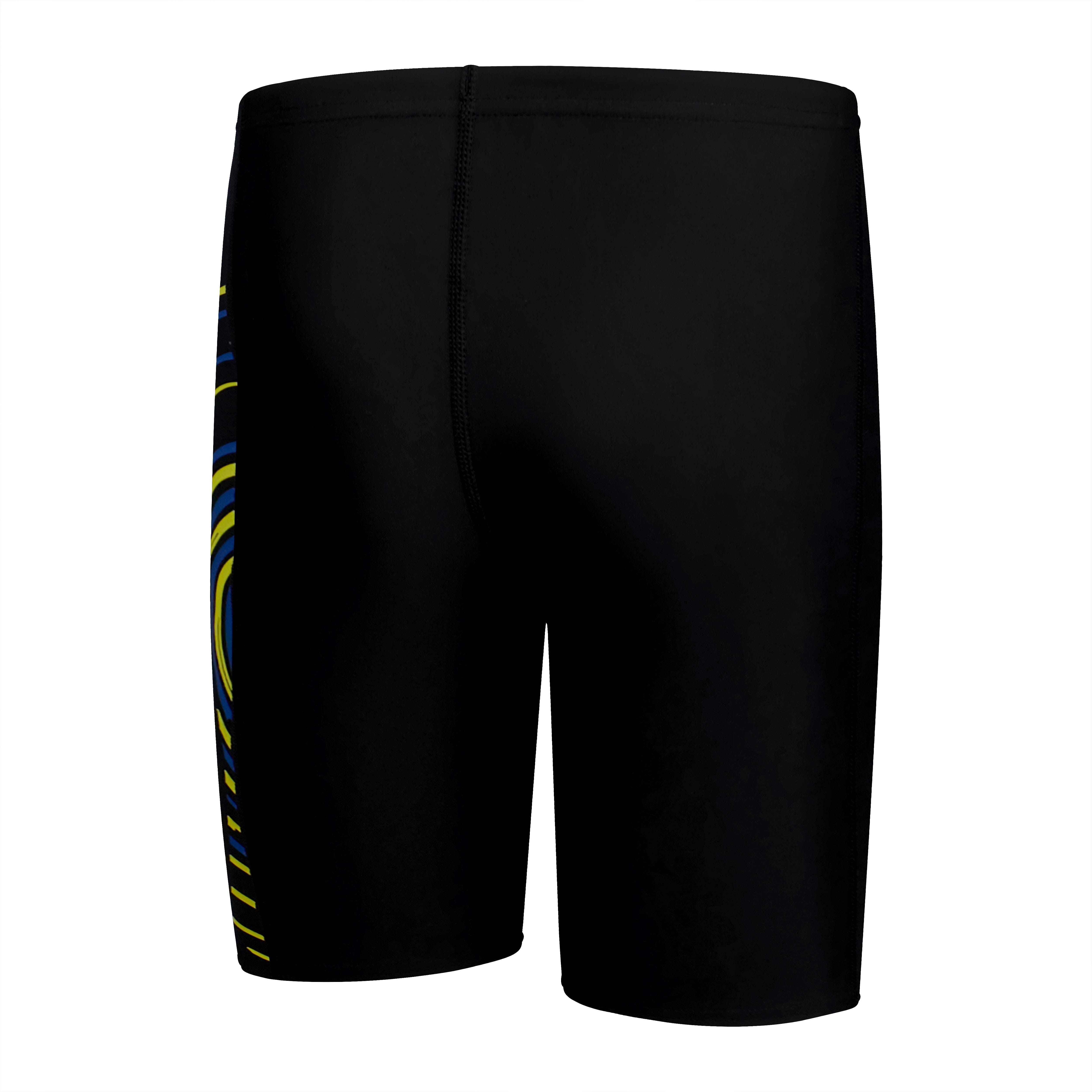 Speedo Junior Boys' Swim Jammer - Black, Yellow & Blue - Chlorine Resistant & Quick Dry for Swim Training & Competition