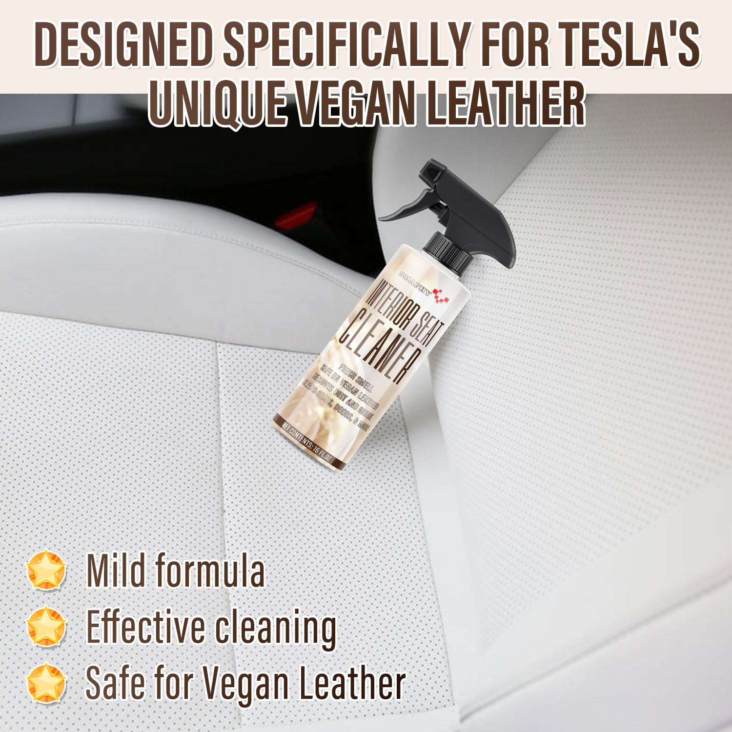 **Eco-Friendly Tesla Seat Cleaner - Biodegradable Interior Cleaner for Tesla Model 3/Y/S/X (2024) | Safe for Vegan Leather, Seats & Dashboard | Car Detailing & Stain Removal**    *(Perfect for deep cleaning, maintaining luxury interiors, and restoring shine to your Tesla's vegan leather seats and dashboard.)*