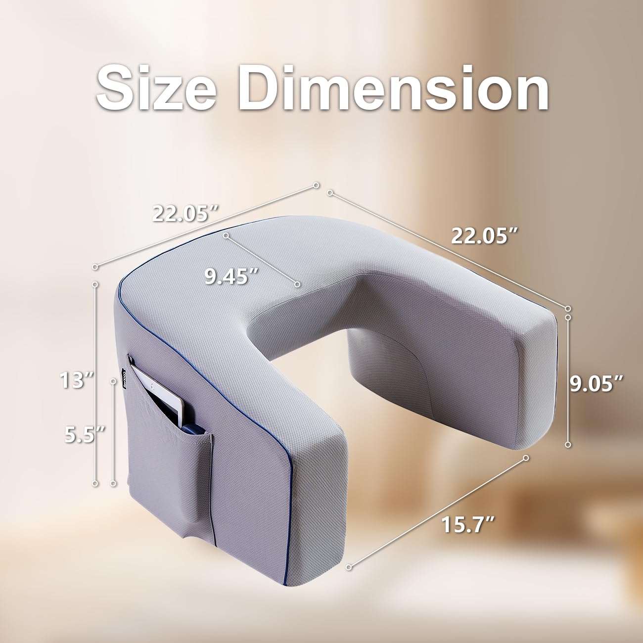 Portable Lap Desk with Pillow - Ergonomic Laptop Stand for Bed, Gaming & Reading - Adjustable Work Pillow with Armrests for Comfortable Use in Bed, Sofa or Office