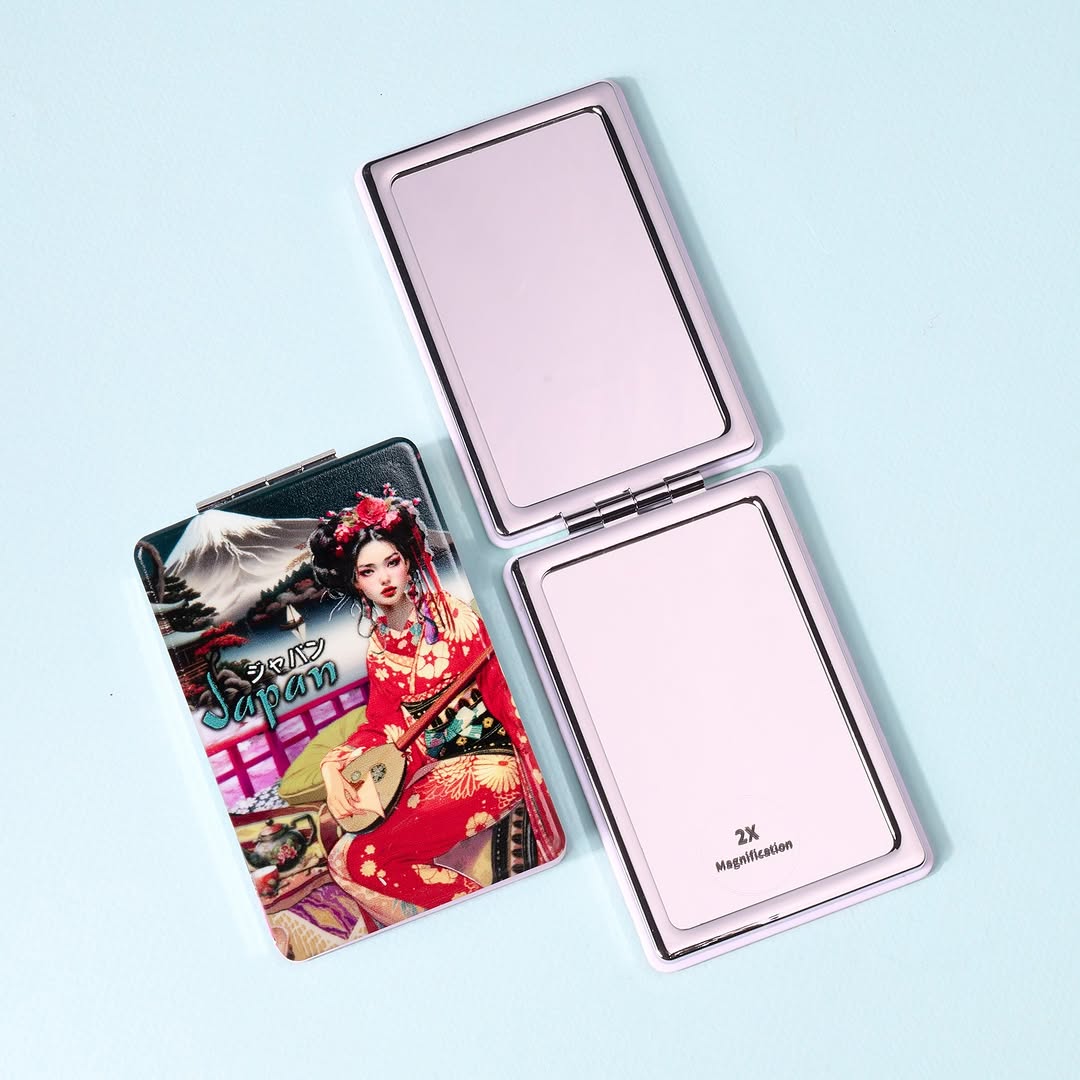 Rectangle Compact Mirror - Portable Travel Makeup Mirror with LED Light for Women & Girls - Perfect for Home, Travel, and Touch-Ups