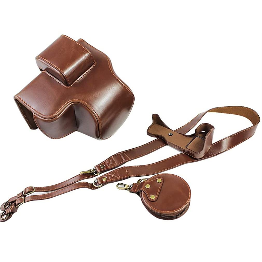 YODZ Waterproof PU Leather Camera Bag Case for Nikon Z50 with 16-50mm F/3.5-6.3 VR Lens - Compact Protective Cover with Adjustable Shoulder Strap & Mini Storage Pouch (Brown) | Perfect for Travel, Hiking & Outdoor Photography