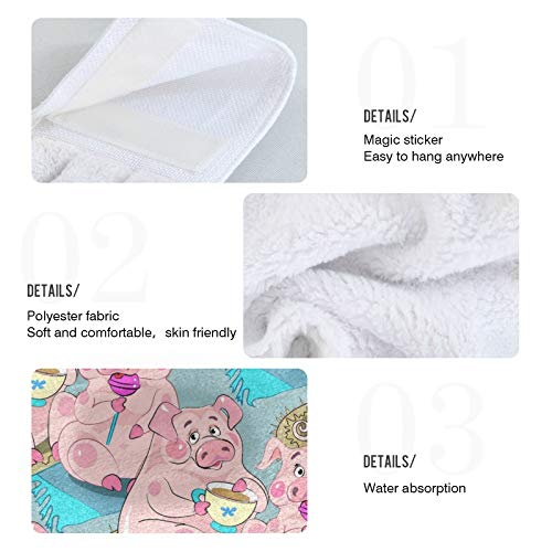 Funny Pig Spring Kitchen Towels - Cute Piggy Hand Towels for Bathroom & Kitchen (12