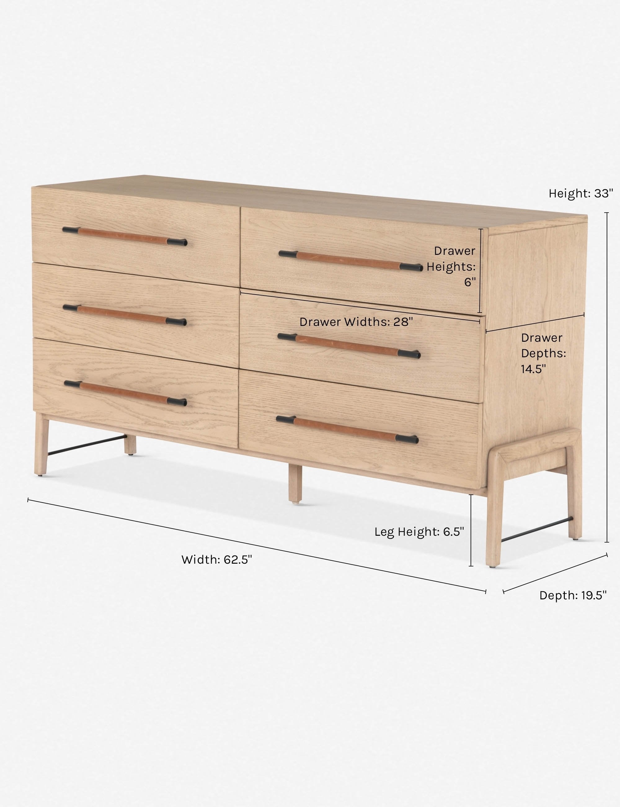 Avalon Wide 6-Drawer Dresser - Modern Wooden Chest of Drawers for Bedroom Storage & Organization | Perfect for Master Bedroom, Guest Room, or Nursery