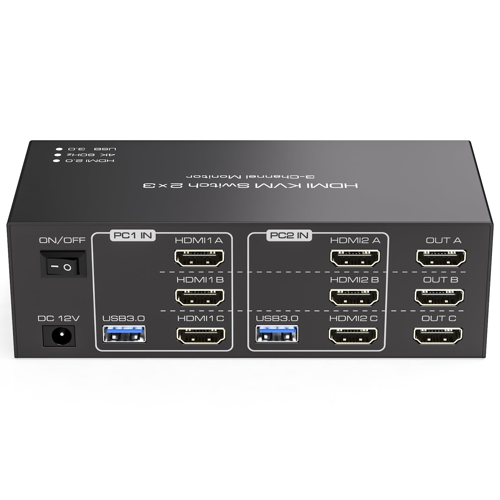 4K@60Hz HDMI KVM Switch for 3 Monitors & 2 Computers - 4-Port USB 3.0 Hub for Sharing Triple Displays and USB Devices | Supports Extended & Copy Modes | Ideal for Home Office, Gaming, and Multi-Tasking Workstations