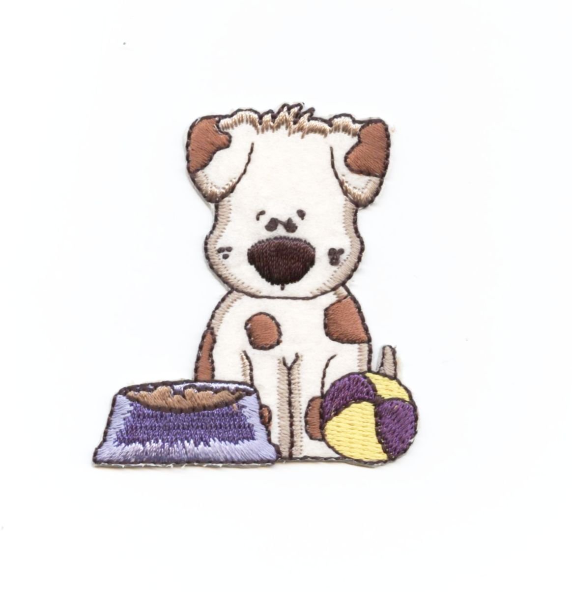 Blue Dog Bowl with Ball Toy - Embroidered Iron-On Patch for Puppy Pet Accessories - Perfect for Dog Training, Playtime & Customizing Pet Gear