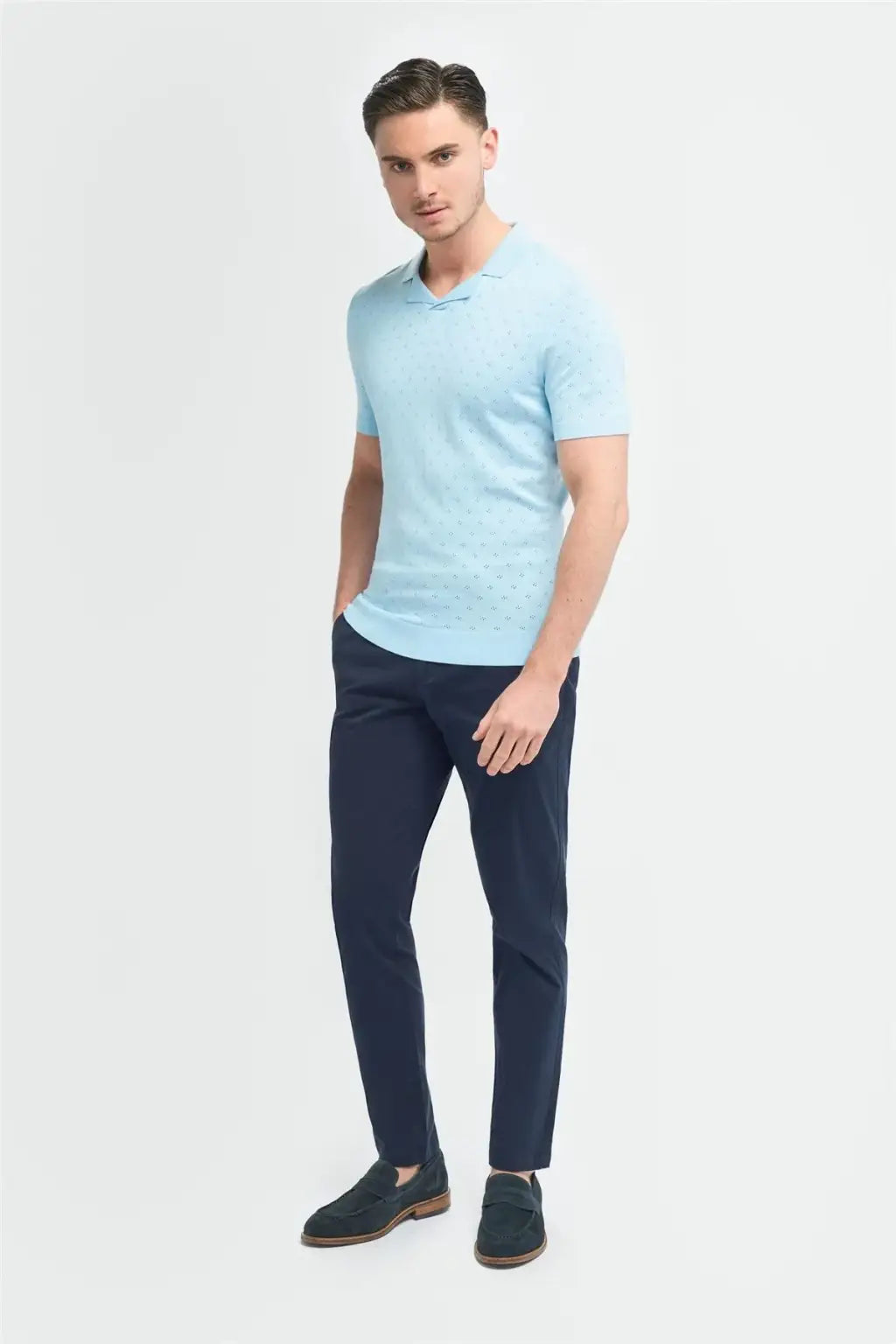 Cavani Men's Alfan Cuban Collar Knitted Polo Shirt - Breathable Summer Casual Shirt for Beach, Party & Office Wear