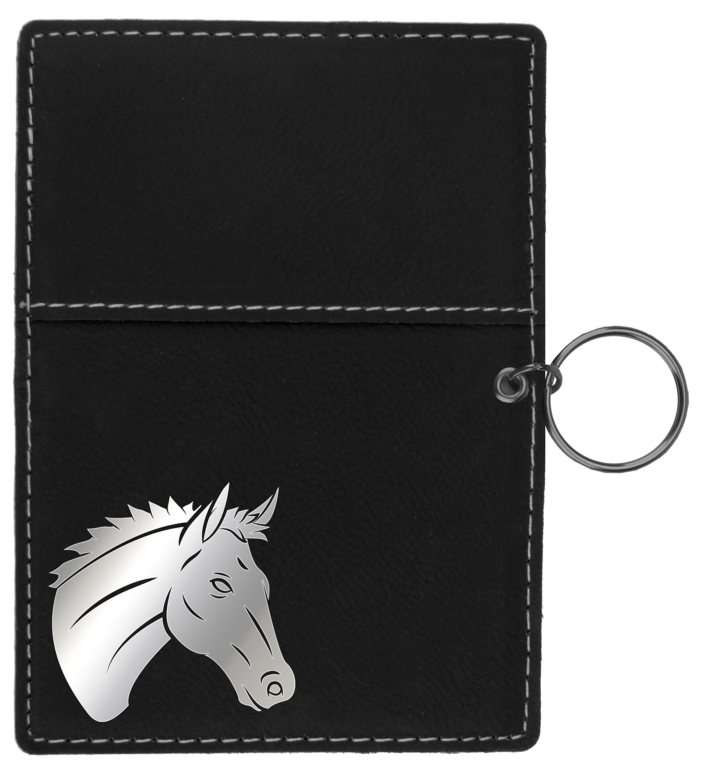 Majestic Horse Laser Engraved Leather Keychain Wallet - Stylish RFID Blocking Bifold Wallet for Men & Women - Perfect for Equestrian Lovers, Gifts, and Everyday Use