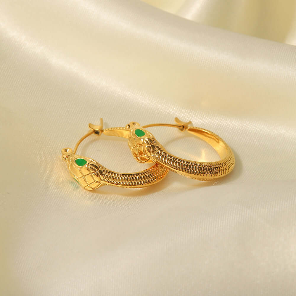 18K Gold Snake Huggie Hoops Earrings for Women | Trendy Minimalist Hoop Earrings | Perfect for Everyday Wear, Parties & Gifts | JDE352