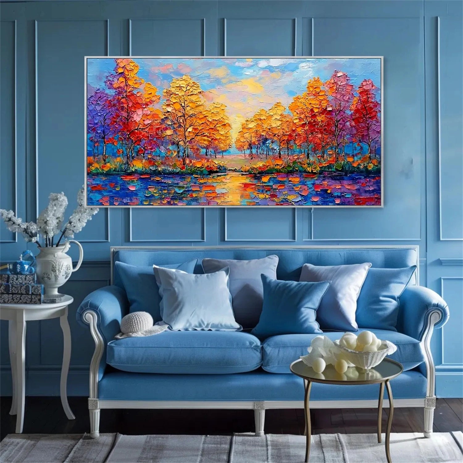 Flower and Tree Painting #FT149 - Handmade Canvas Art for Home Decor, Office, Living Room & Bedroom Wall Decor