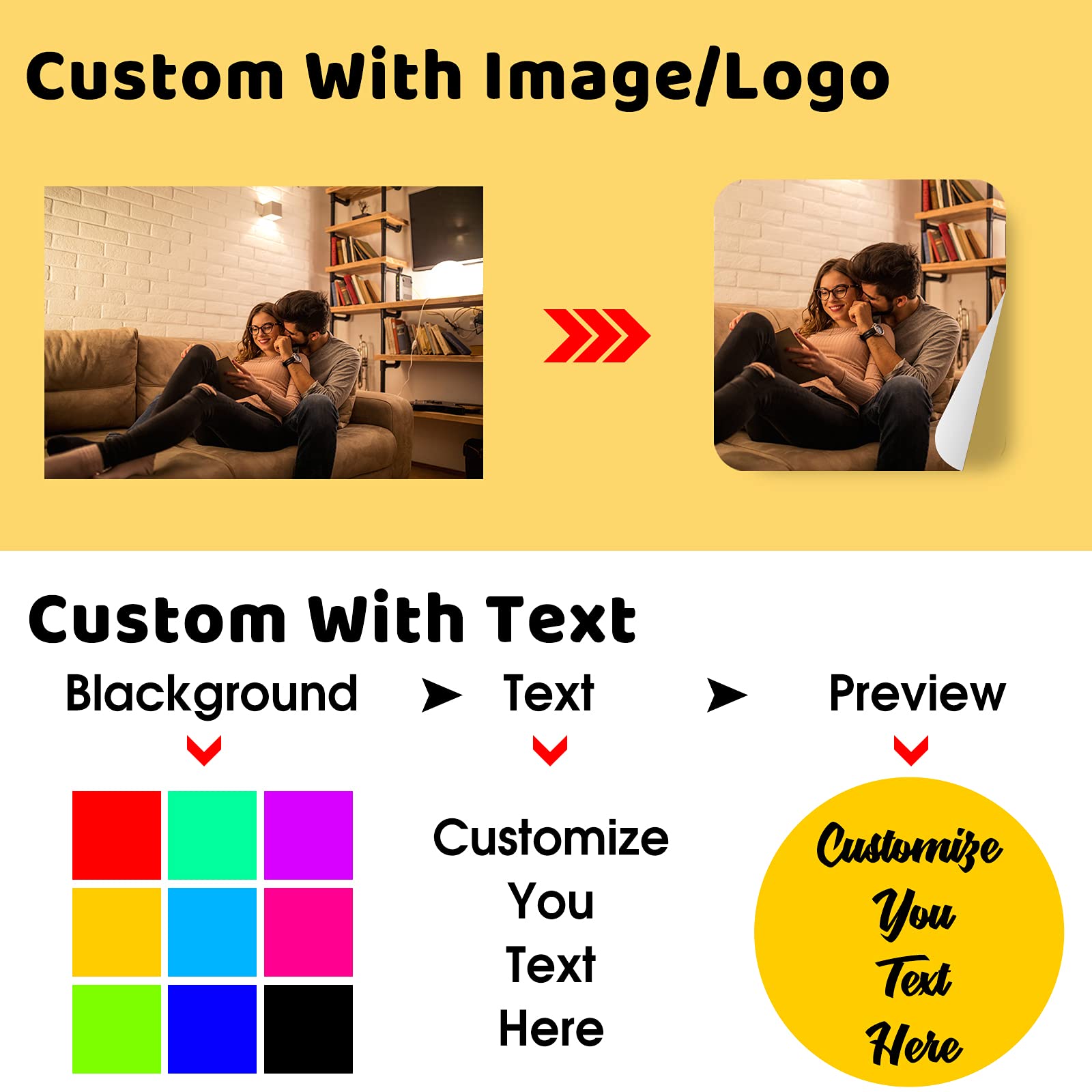 Custom Stickers Personalized Labels for Business Logo, Photo, Name - Waterproof Vinyl Stickers (Die Cut, 4