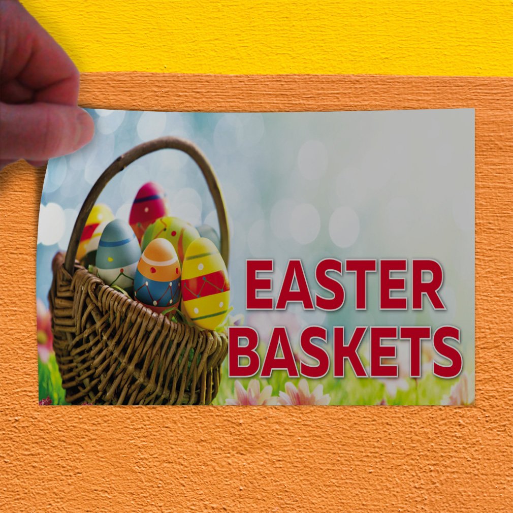 Easter Basket Decal Stickers - 10x7 Inches Vinyl Safety Sign Labels for Holidays & Events - Durable Industrial Vinyl for Advertising, Printing & Home Decor
