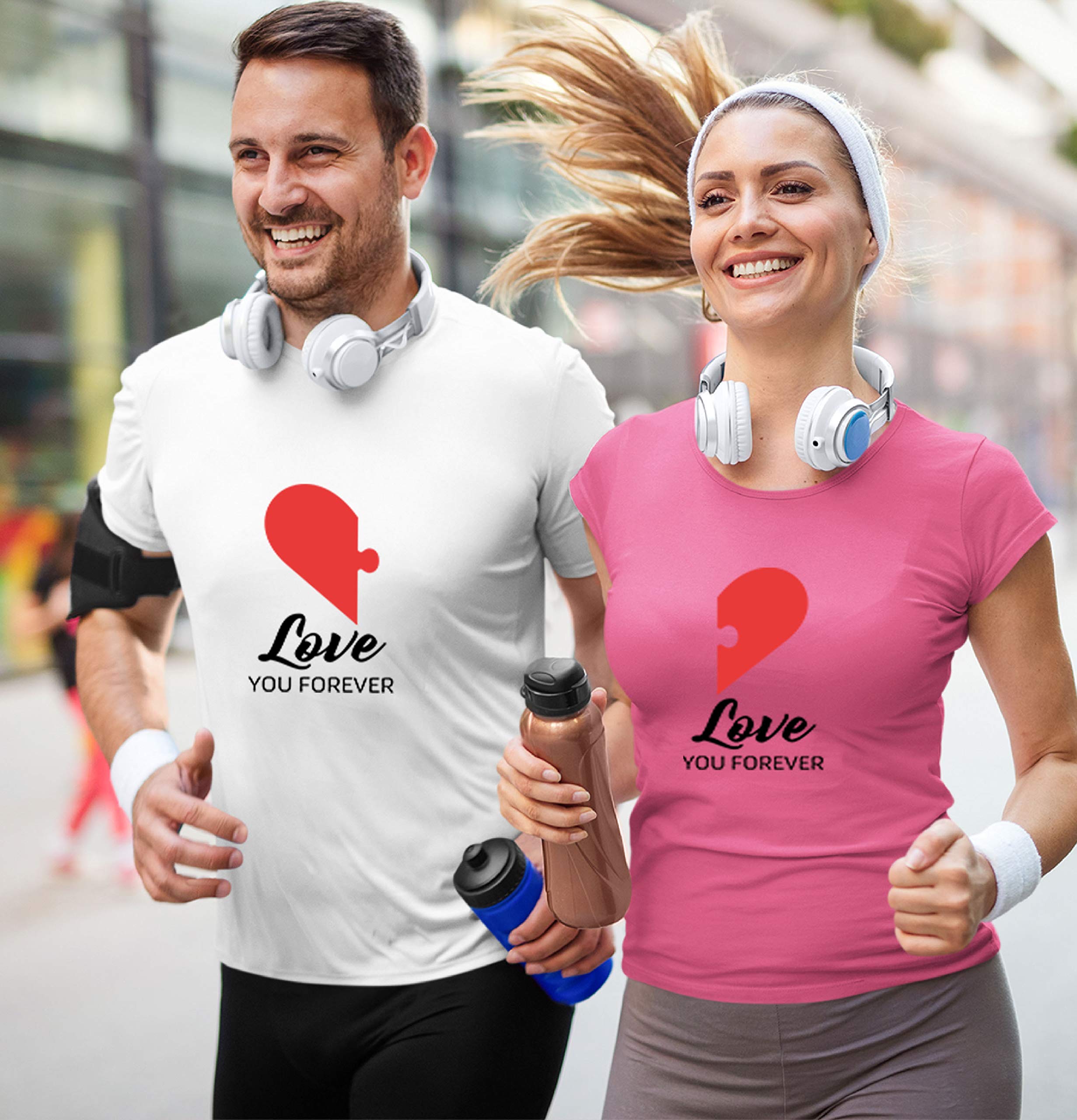 Love You Forever Matching Couple T-Shirts - Romantic Birthday Gifts for Couples - Perfect for Anniversaries, Valentine's Day & Date Nights