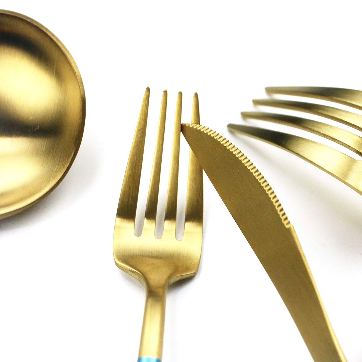 Premium 40-Piece Royal Blue Flatware Set - 18/10 Stainless Steel Cutlery with Matte Blue Handles (Forks, Spoons, Knives for 8) - Elegant Dinnerware for Home, Camping & Travel Use