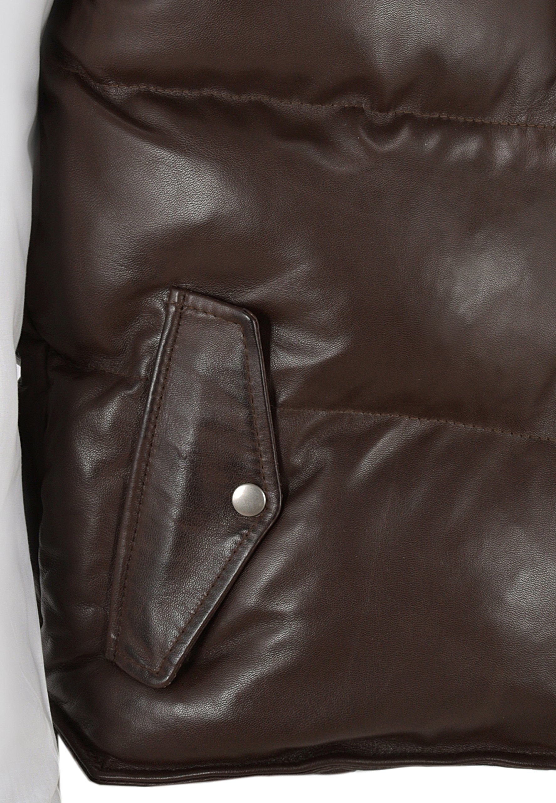Men's Padded Lambskin Leather Puffer Waistcoat - Stylish Casual Winter Vest for Outdoor Activities & Urban Fashion