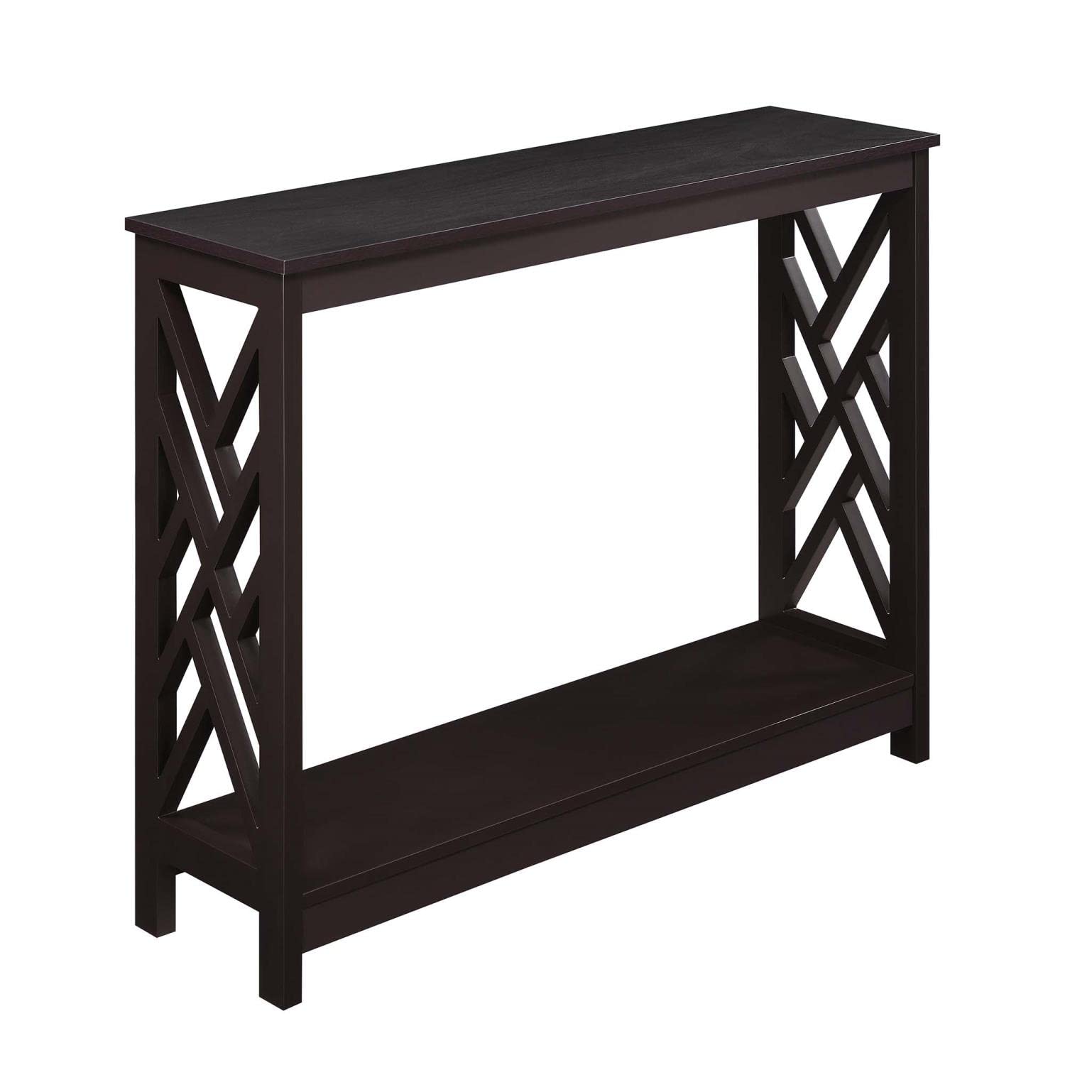 Convenience Concepts Titan Console Table with Shelf - Espresso Finish Entryway Sofa Table for Living Room, Hallway & Bedroom Decor