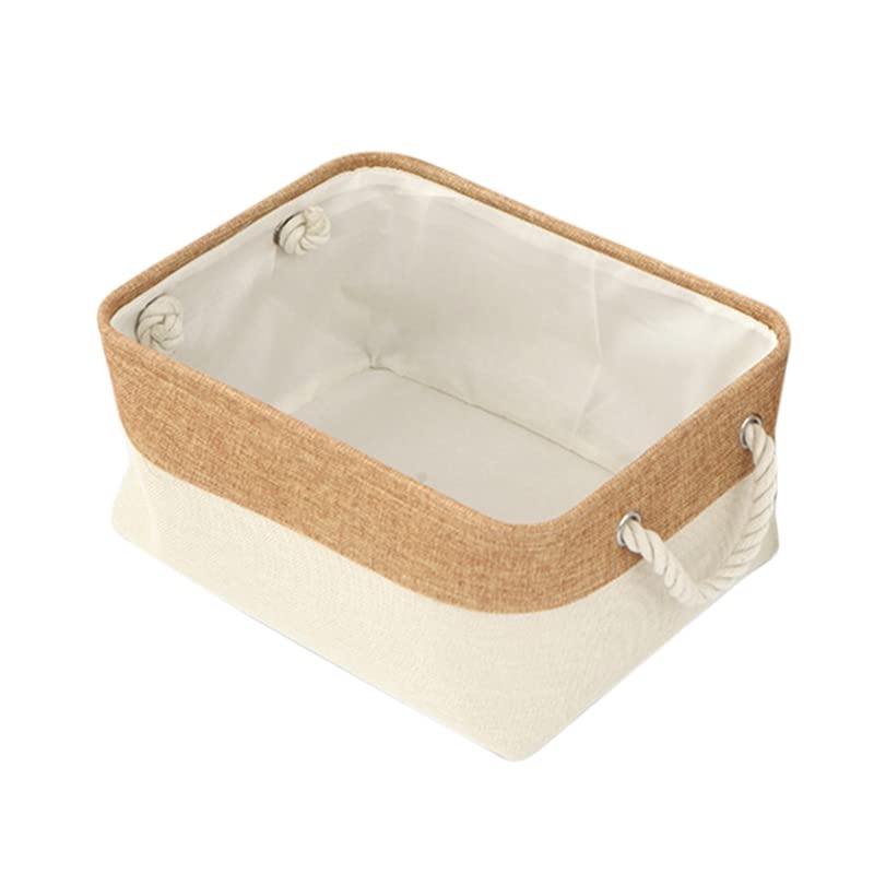 Stylish Woven Linen Storage Baskets with Handles - Multipurpose Organizer for Home, Office & Laundry | Perfect for Clothes, Toys, Books & Sundries Storage