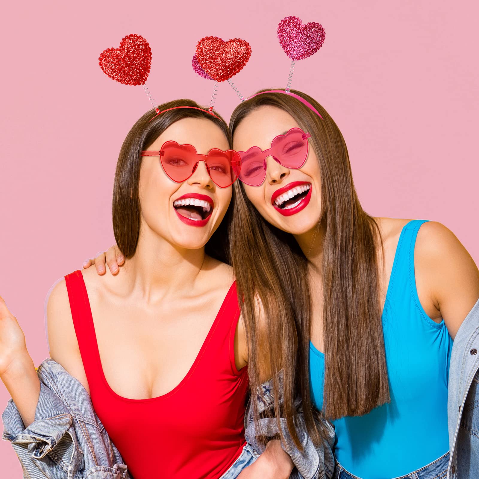 Yunsailing 48 Pcs Valentine's Day Heart Headbands & Heart Sunglasses Set - Cute Party Favors for Kids & Adults - Perfect for Valentine's Parties, School Events & Photo Booths