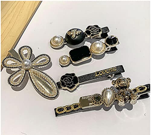 Korean Style Pearl Barrettes Set - 11pcs Women's Hair Clips with Marble Alligator & Duckbill Design | Elegant Hair Accessories for Weddings, Parties & Daily Styling