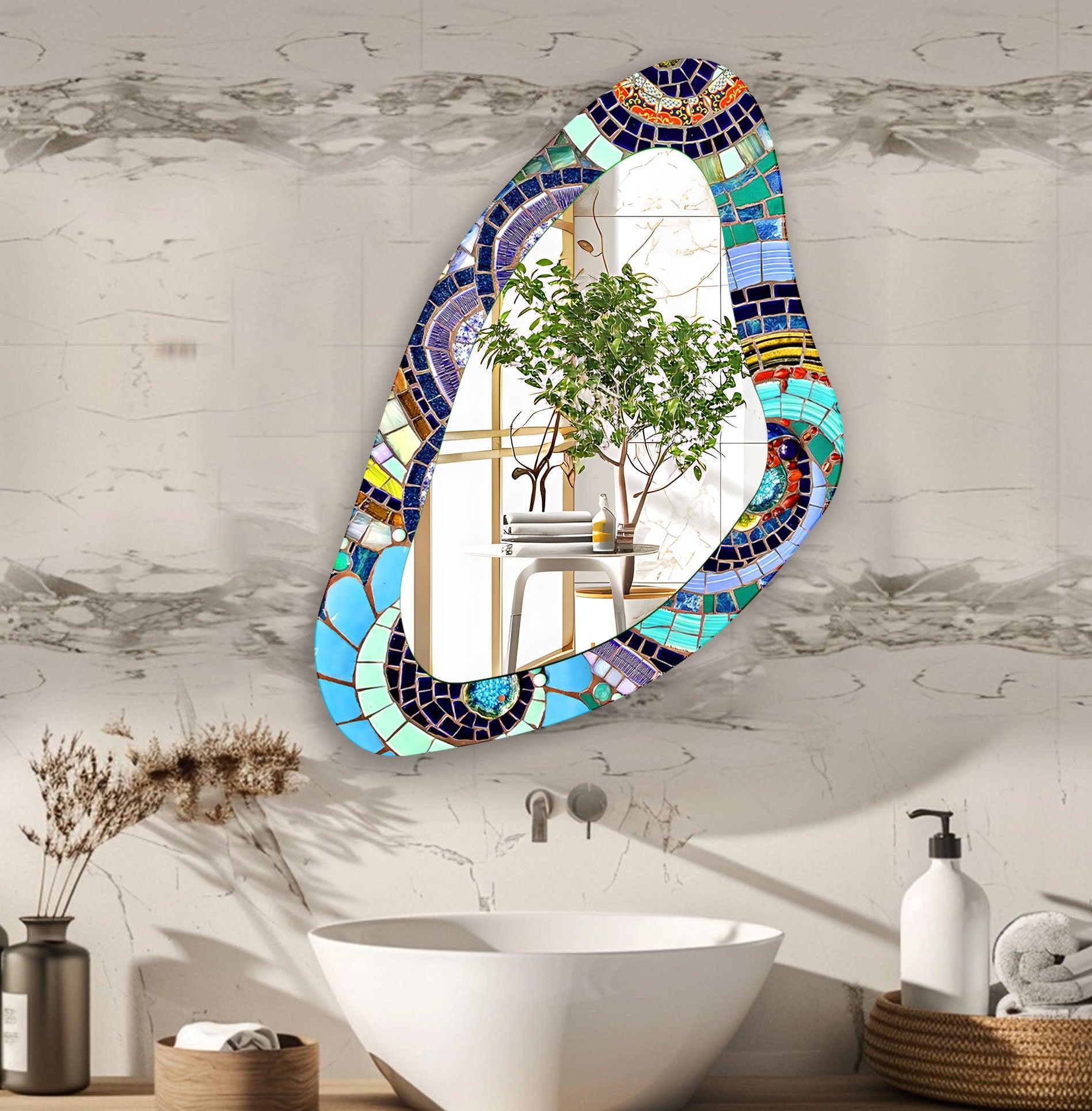Stylish Irregular Shaped Glass Wall Mirror - Unique Home Decor for Living Room, Bedroom, or Entryway