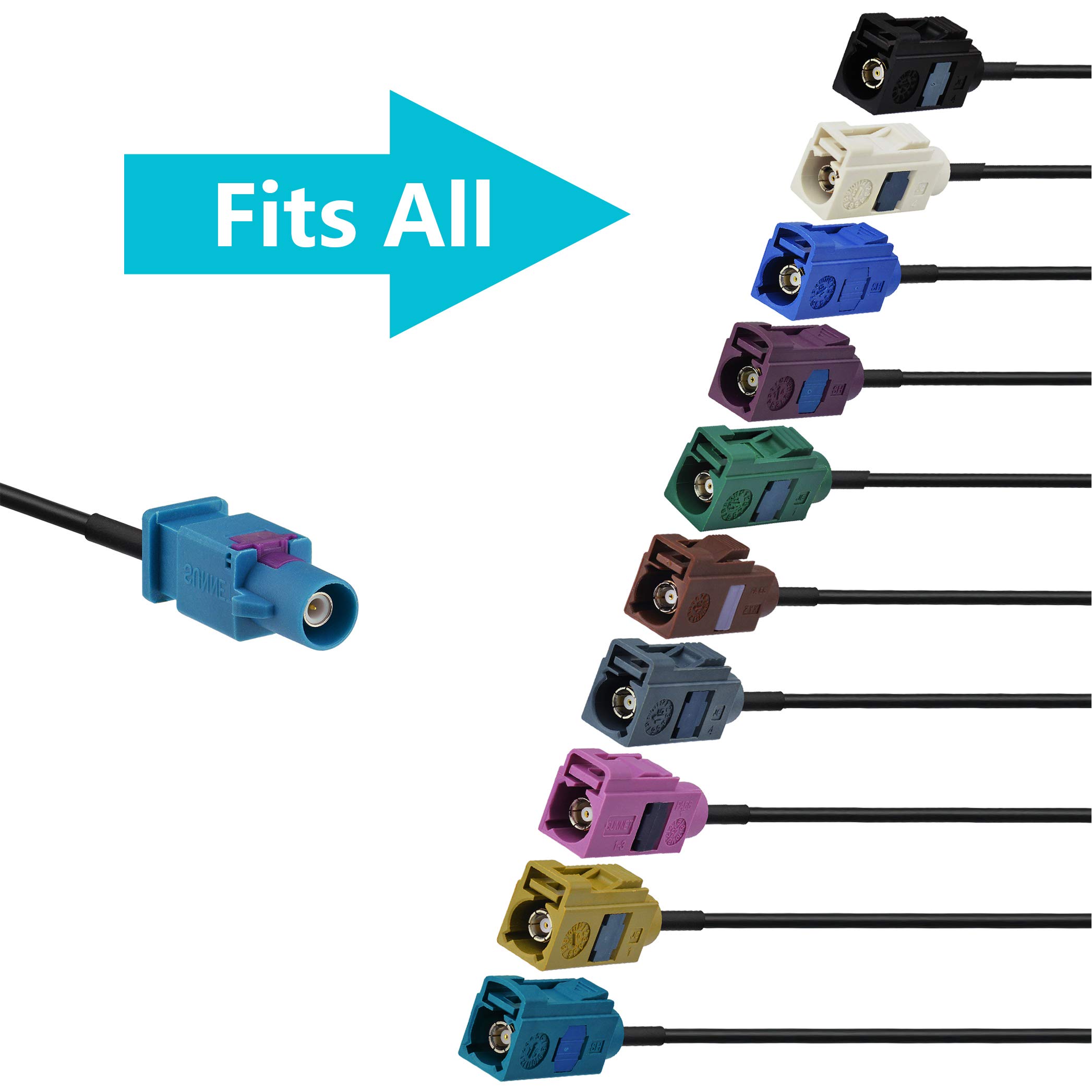 Bingfu Fakra Z Female to Male Vehicle Antenna Extension Cable 2m (6.5ft) - Compatible with Car Stereo, Android Head Unit, GPS Navigation, FM/AM Radio, Sirius XM Satellite, 4G LTE, TEL Telematics & Bluetooth Modules - Perfect for Enhanced Car Audio and Connectivity Upgrades