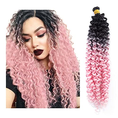 Deladola Brazilian Water Wave Virgin Hair Extensions - 100% Unprocessed Human Hair, Curly Wet & Wavy Bundles for Women & Girls (Pink) | Perfect for Daily Styling, Parties & Special Occasions