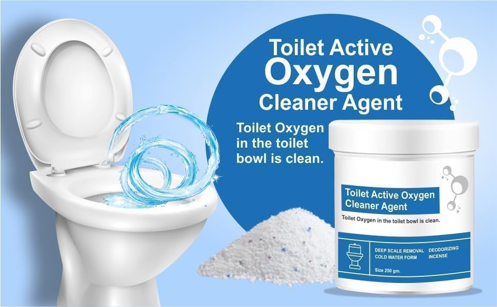 YTANYZ Active Oxygen Toilet Cleaner Powder with Super Cleaning Liquid - Effectively Removes Stubborn Stains & Odors (250g Powder + 100ml Liquid) | Ideal for Bathroom, Toilet Bowl & Household Cleaning