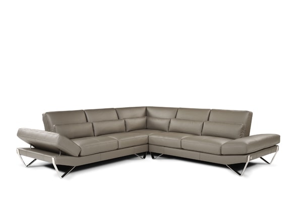 Nicoleti Evan Leather Sectional Sofa with Push Back Recliner - Modern Luxury Living Room Furniture for Home Theater & Family Gatherings