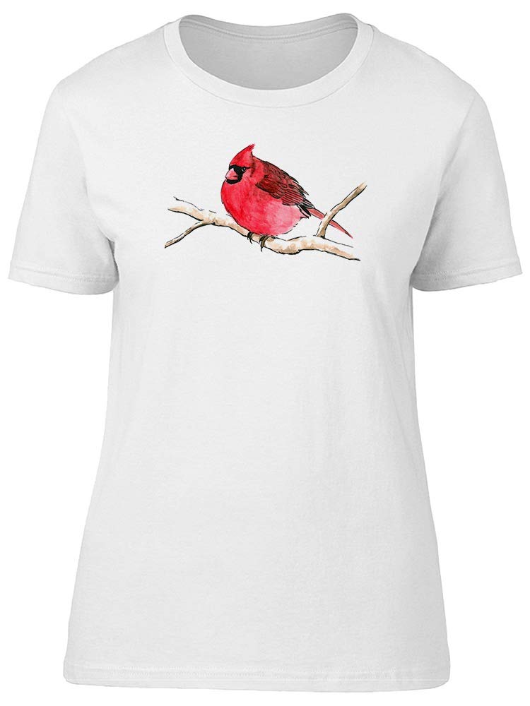 Red Bird on Branch Graphic T-Shirt for Women - Casual Comfort Tee for Everyday Wear & Outings