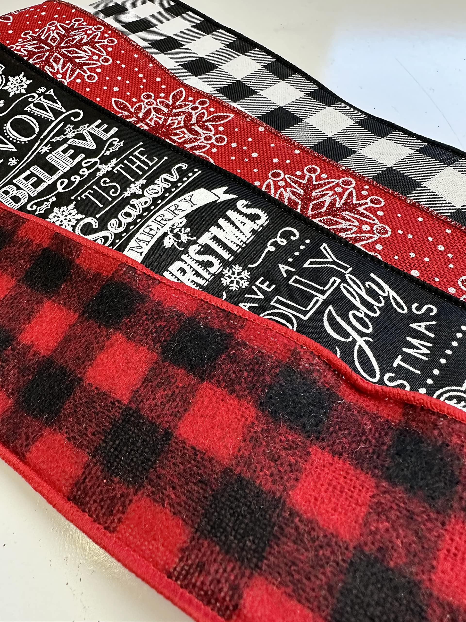 Buffalo Plaid Check Wreath - Red and Black Christmas Wreath for Front Door, Holiday Home Decor, Cozy Farmhouse Style | Perfect for Christmas Tree, Mantel, and Winter Porch Decorations