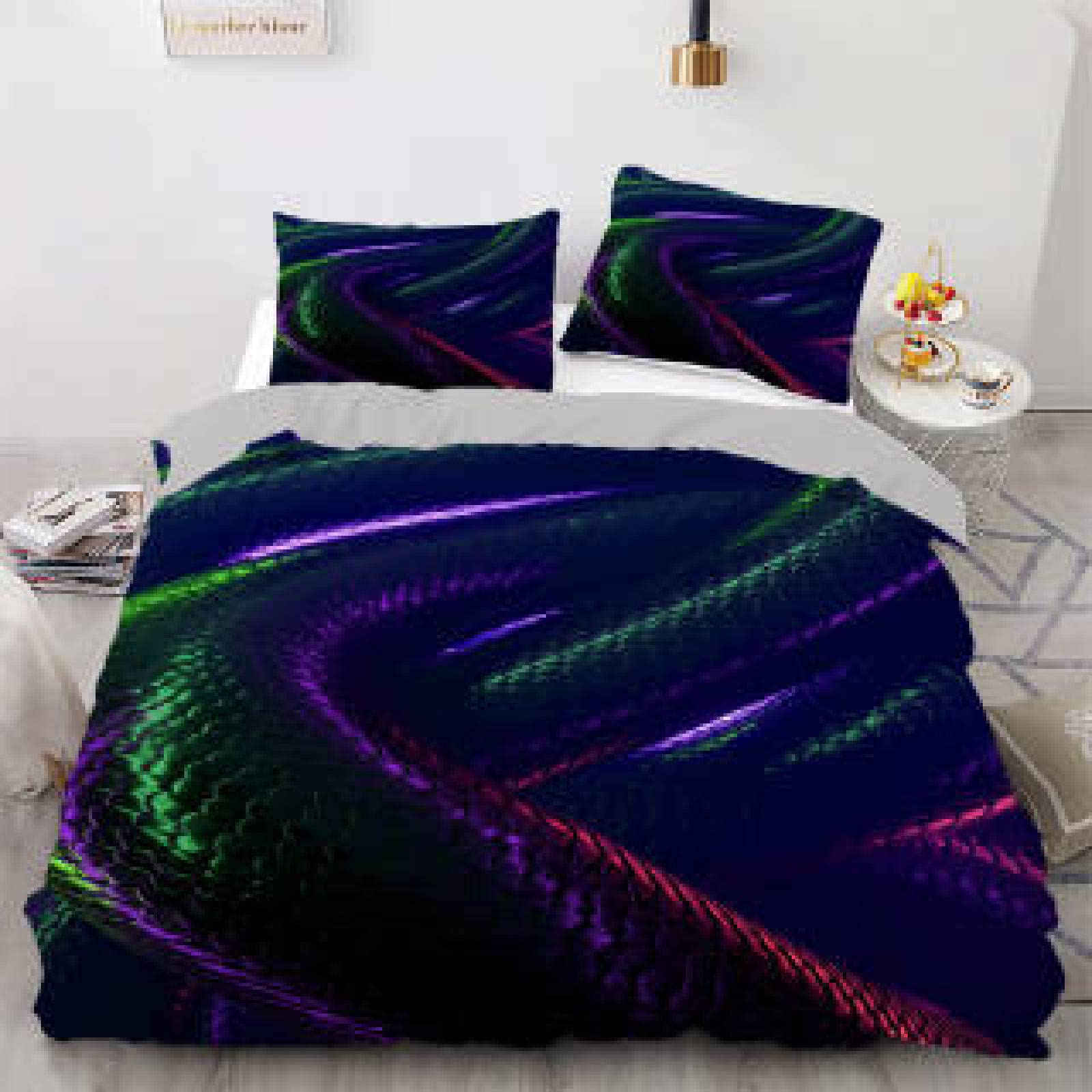 Queen Size Purple Snake Print Comforter Set - 110g/㎡ Microfiber Duvet Cover with 2 Pillowcases (20