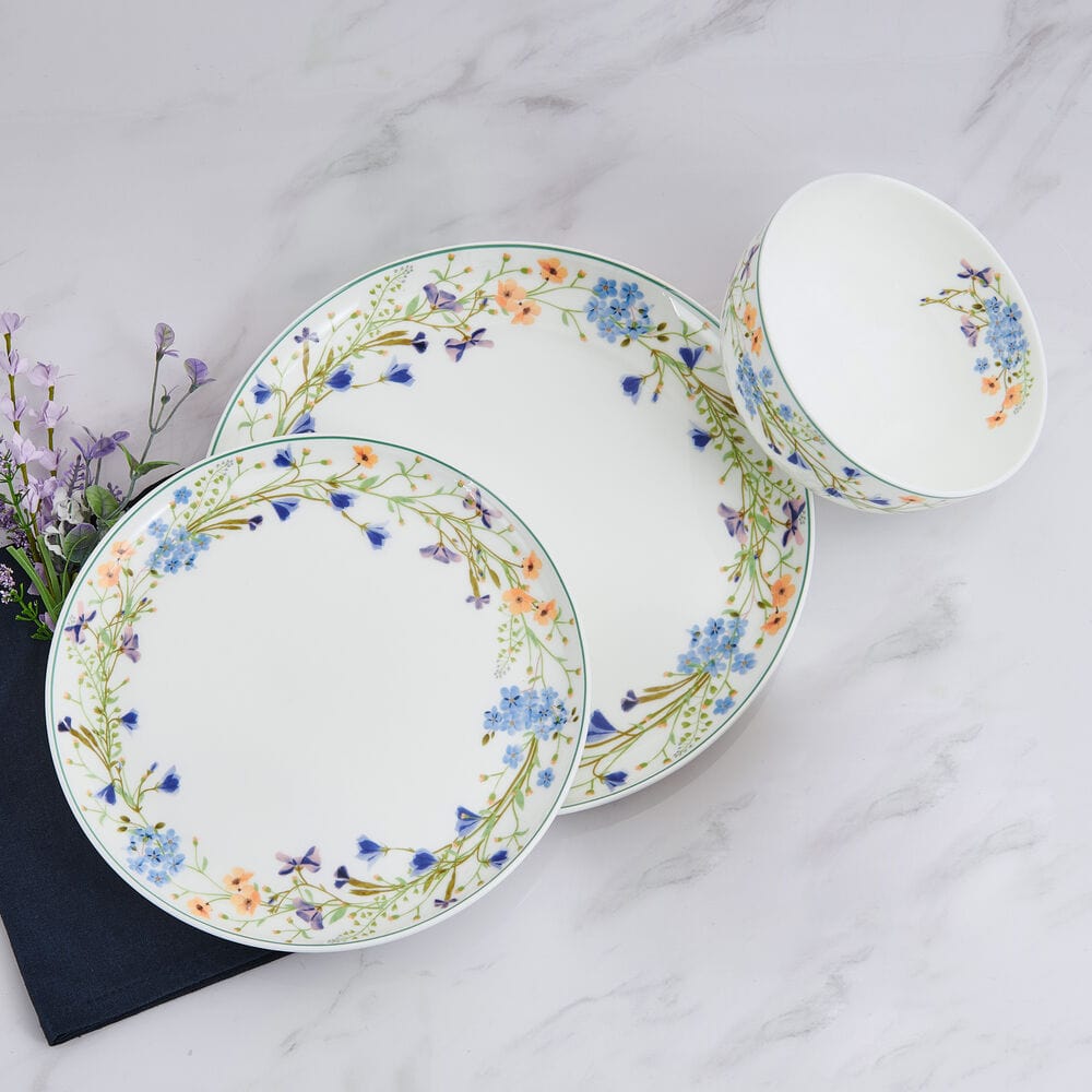 Quinn 12-Piece Dinnerware Set - Service for 4 People, Porcelain Dinner Plates, Bowls & Mugs - Elegant Tableware for Family Dinners, Parties & Everyday Use