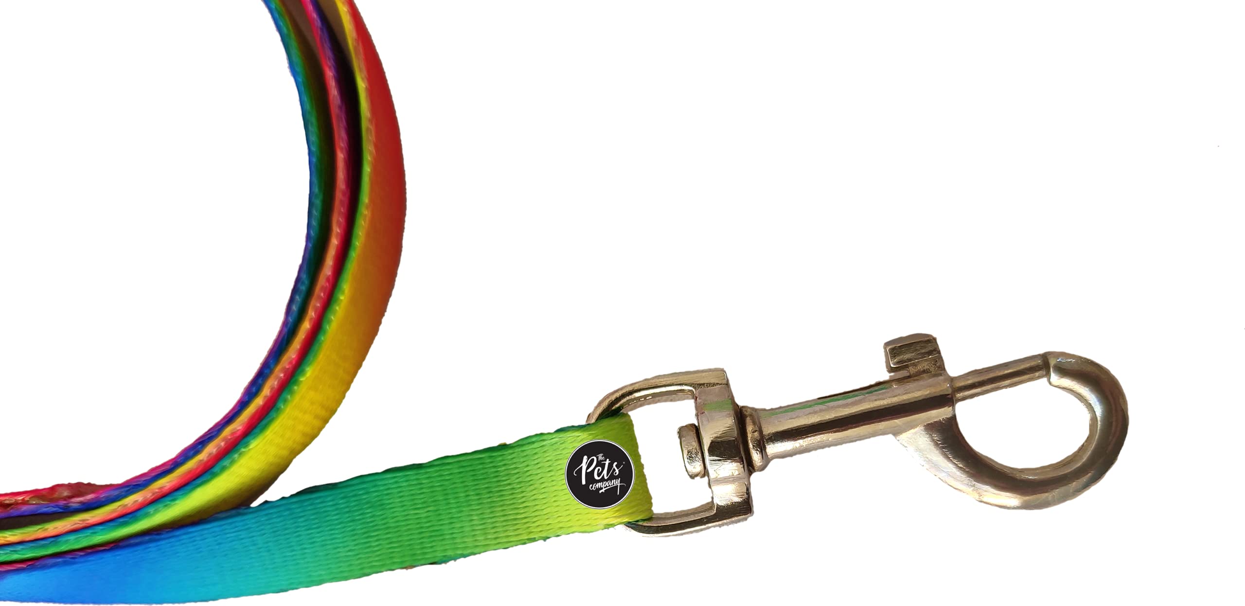 Rainbow Nylon Dog Leash and Collar Set for Small Medium Large Dogs - Adjustable Puppy Collar with Durable Leash for Walking Training Outdoor Adventures (Pets Company)