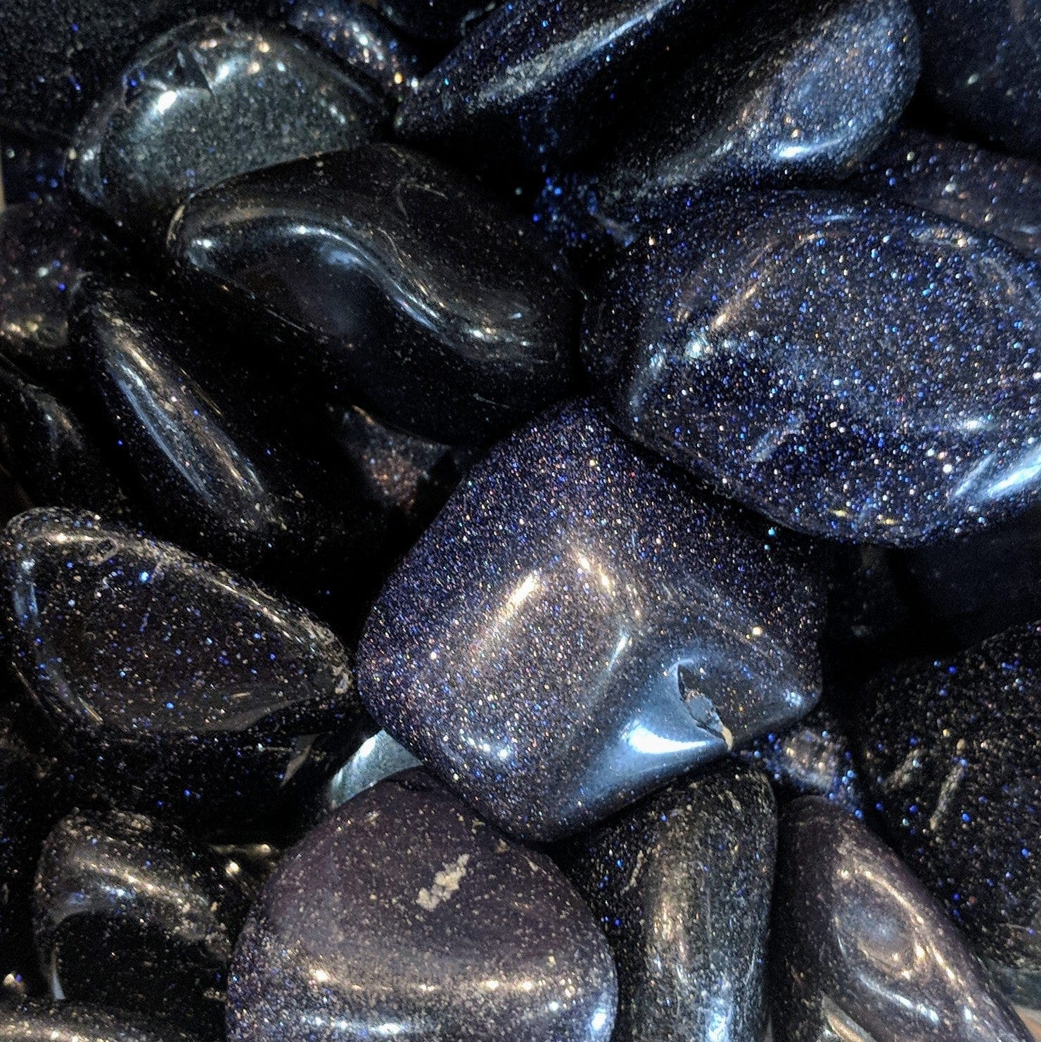 Blue Goldstone Tumbled Pocket Stone - Healing Crystal for Meditation, Stress Relief & Positive Energy - Perfect for Reiki, Yoga & Spiritual Practices