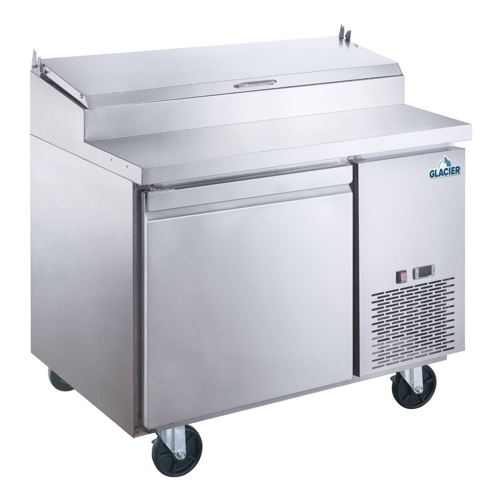 Glacier 44 Commercial Refrigerated Pizza Prep Table with 1 Solid Door - Perfect for Restaurants, Pizzerias & Catering Businesses