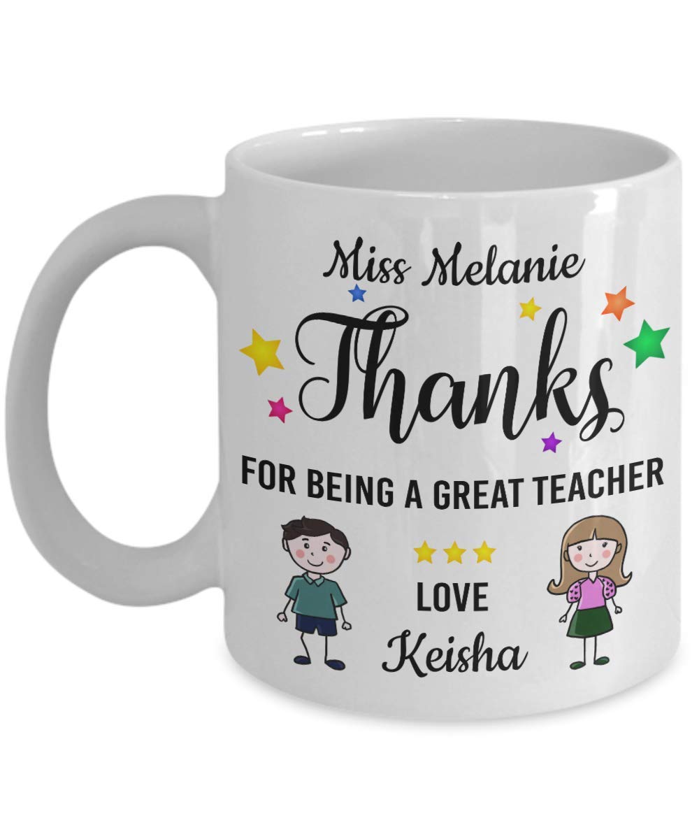 Personalized Thank You Teacher Mug - Custom Gift for Educators, End of Year Present, Farewell Gift for Leaving Teachers, Coffee & Tea Cup for School Staff (Great for Teacher Appreciation Week, Retirement, Last Day of School)