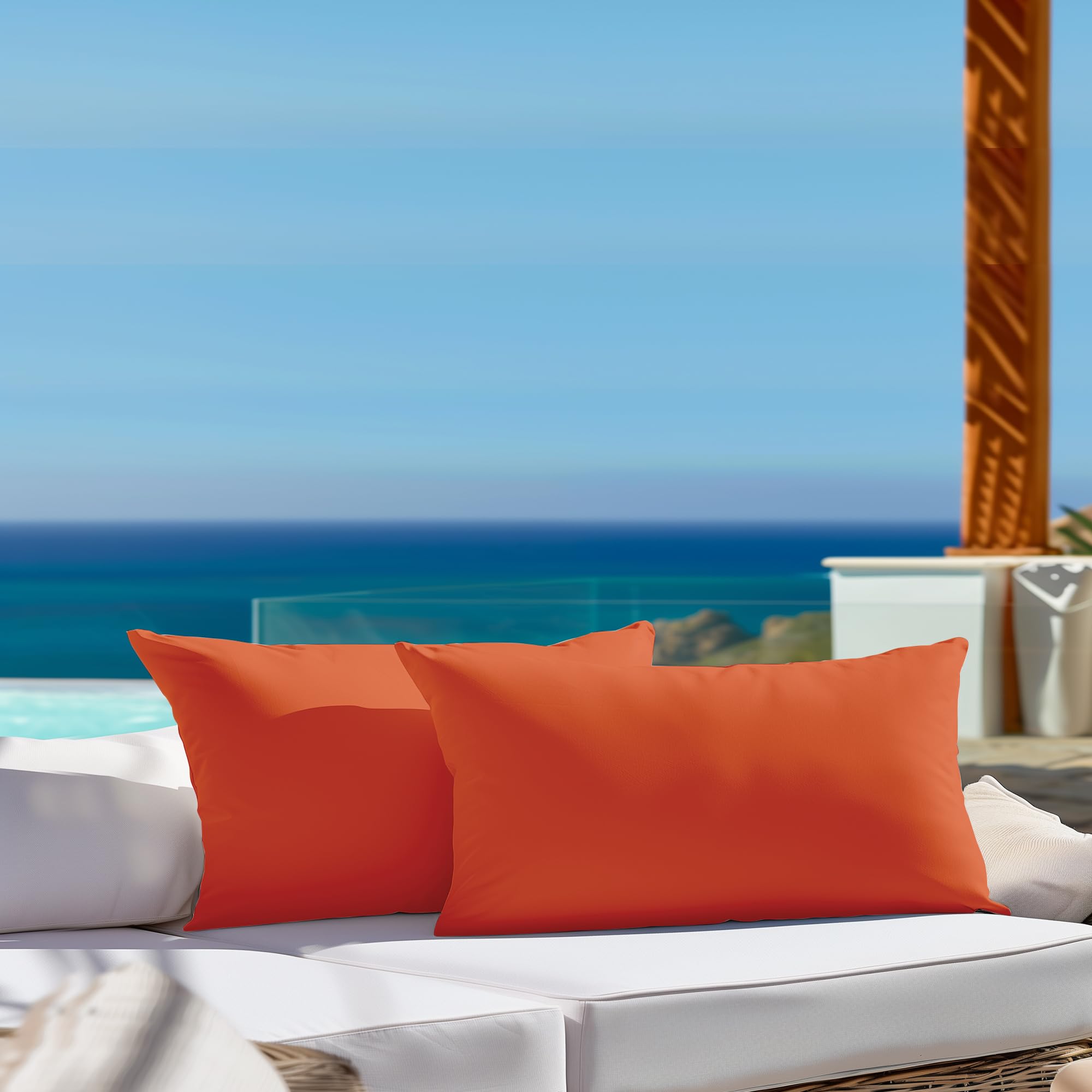 **Waterproof Outdoor Pillows Set of 2 - 12x20 Inch Decorative Throw Pillows for Patio Furniture, Feather & Down Filled - Perfect for Garden, Porch Swing, Couch & Sofa - Ideal for Outdoor Relaxation & Home Decor**