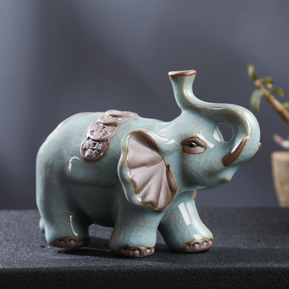 Ru Yao Elephant Tea Pet - Handmade Ceramic Tea Companion for Gongfu Tea Ceremony | Perfect Gift for Tea Lovers & Collectors | Use for Tea Brewing Rituals & Home Decor