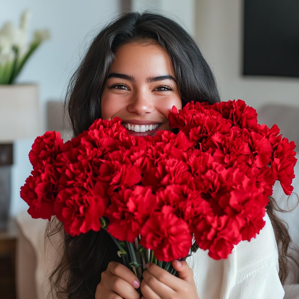 200 Fresh Cut Red Carnations - Long Lasting Flowers for Bouquets, Weddings & Special Occasions - Perfect Romantic Gift for Valentine's Day, Anniversary & Mother's Day