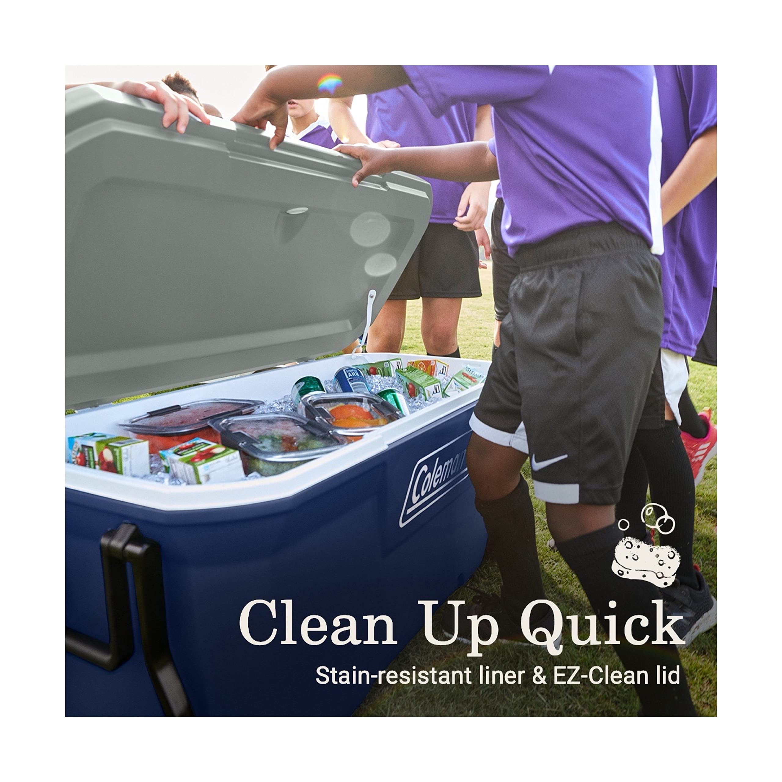 Coleman Classic Series 100-Quart Insulated Wheeled Cooler - Leak-Resistant, Keeps Ice for 5 Days, Perfect for Camping, Beach Trips, and Outdoor Adventures