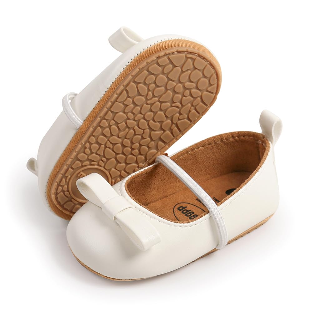 Baby Girl Shoes for Infant & Toddler - Soft Sole Mary Jane Walking Shoes | Princess Style Flat Shoes for Prewalkers & First Steps | Perfect for Weddings, Dresses & Special Occasions
