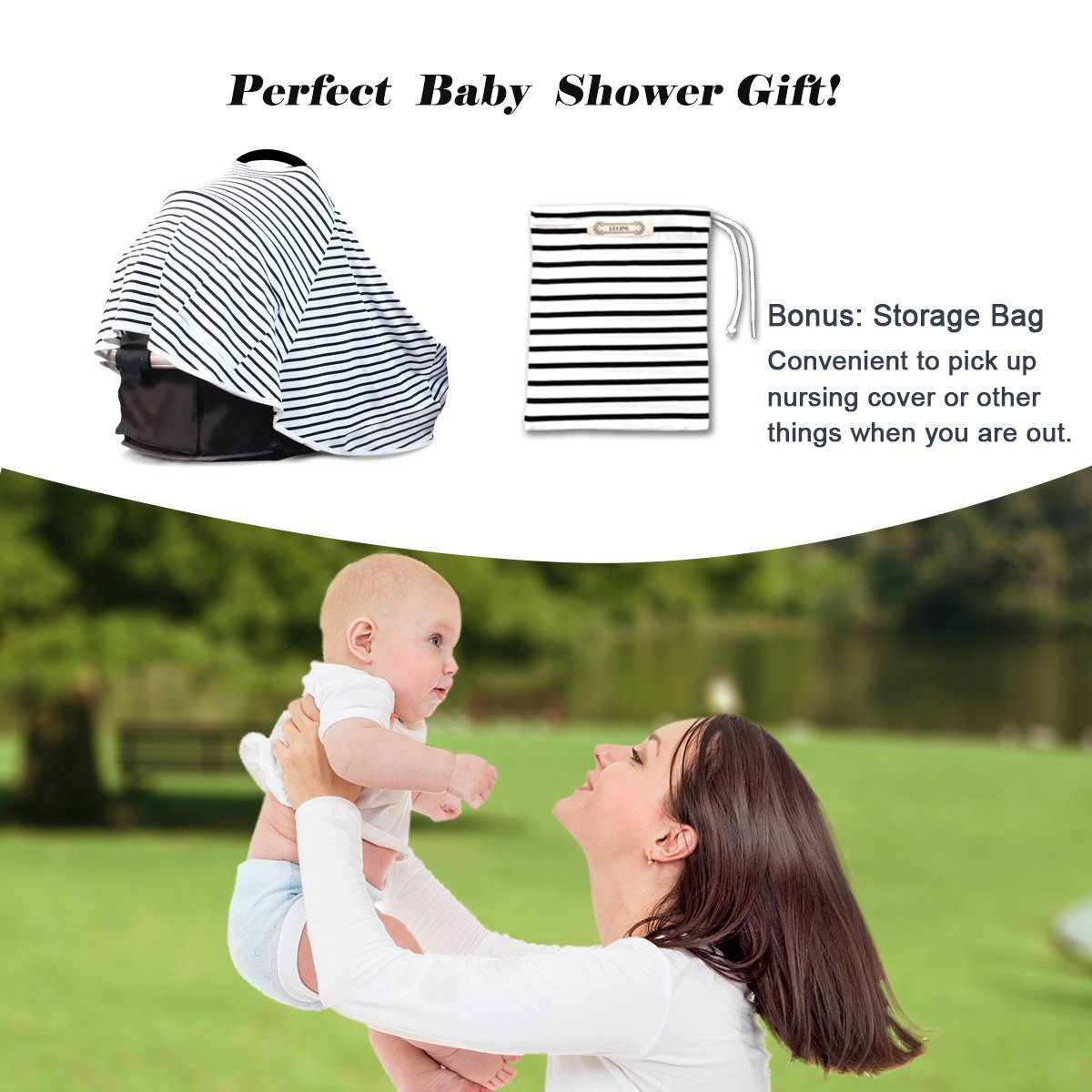 Nursing Cover & Poncho - 360° Privacy Breastfeeding, Stroller & Car Seat Cover - Baby Shower Gift for Boys & Girls