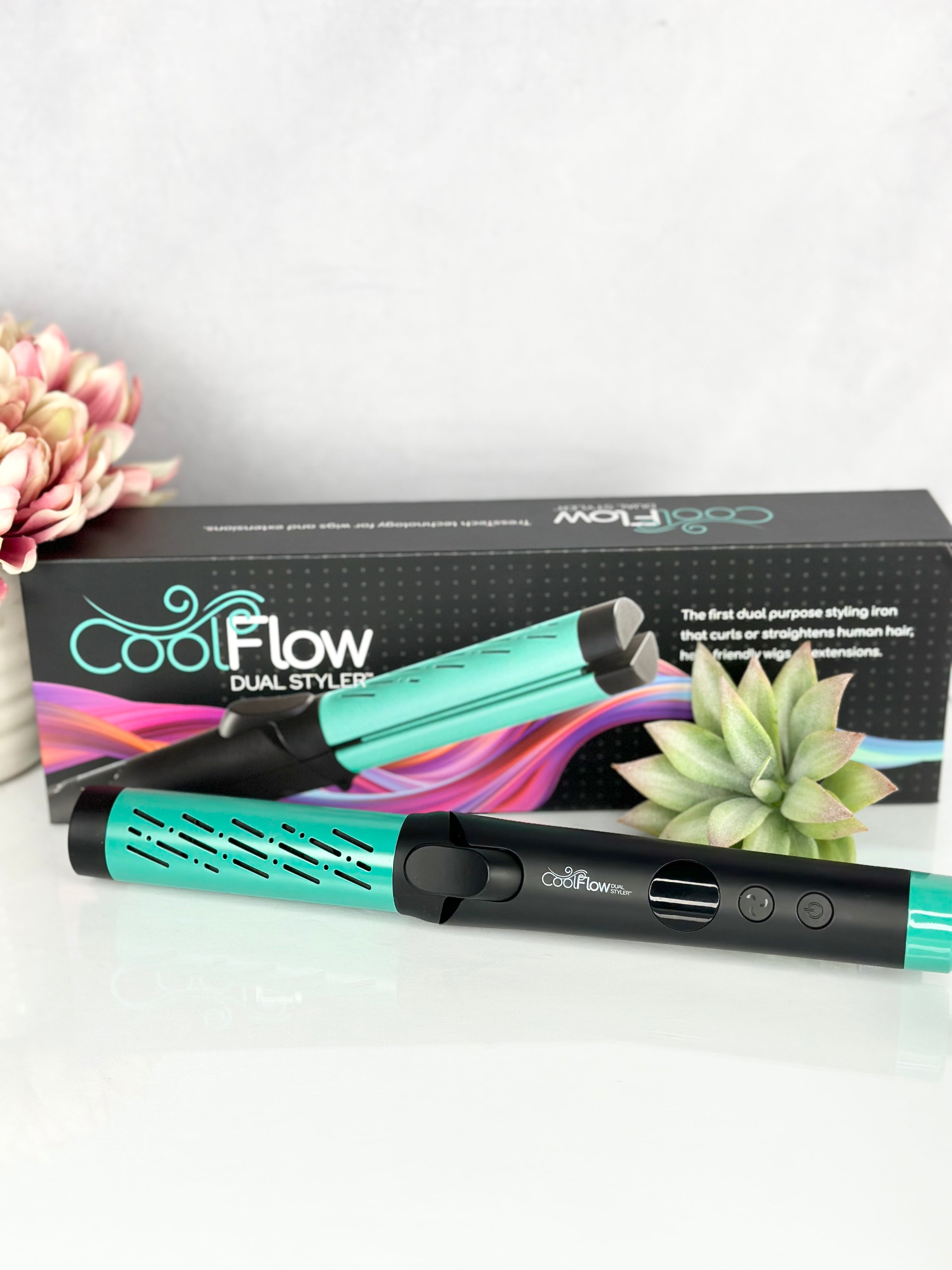 Cool Flow Dual Styler Hair Straightener & Curling Iron - 2-in-1 Styling Tool for Smoothing & Curling Hair at Home or Salon | Perfect for Daily Styling, Travel & Professional Use