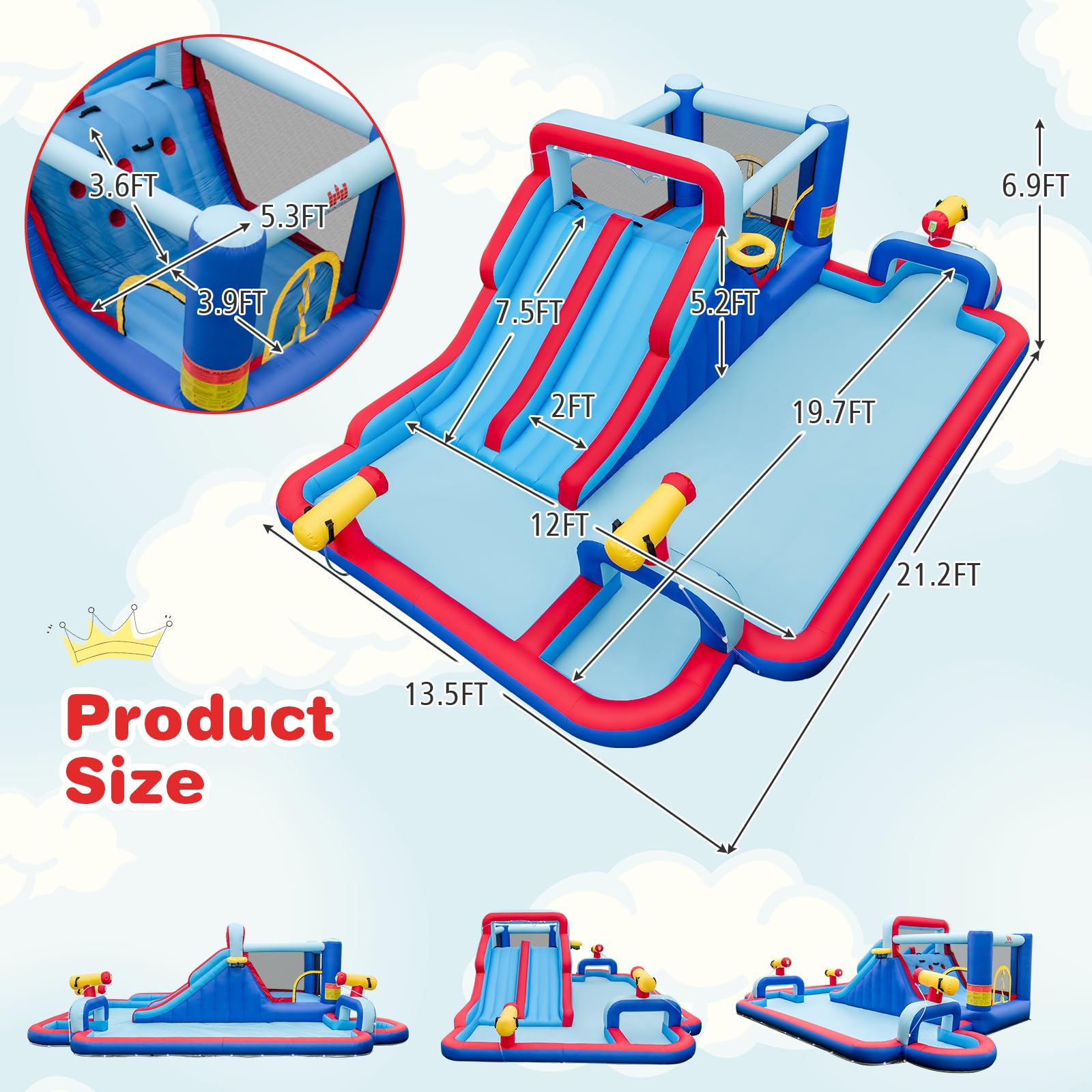 BOUNTECH 21x13FT Inflatable Water Slide Park - Dual Racing Slides, Splash Pool for Kids & Adults - Perfect for Backyard Parties, Summer Fun, and Outdoor Family Gatherings
