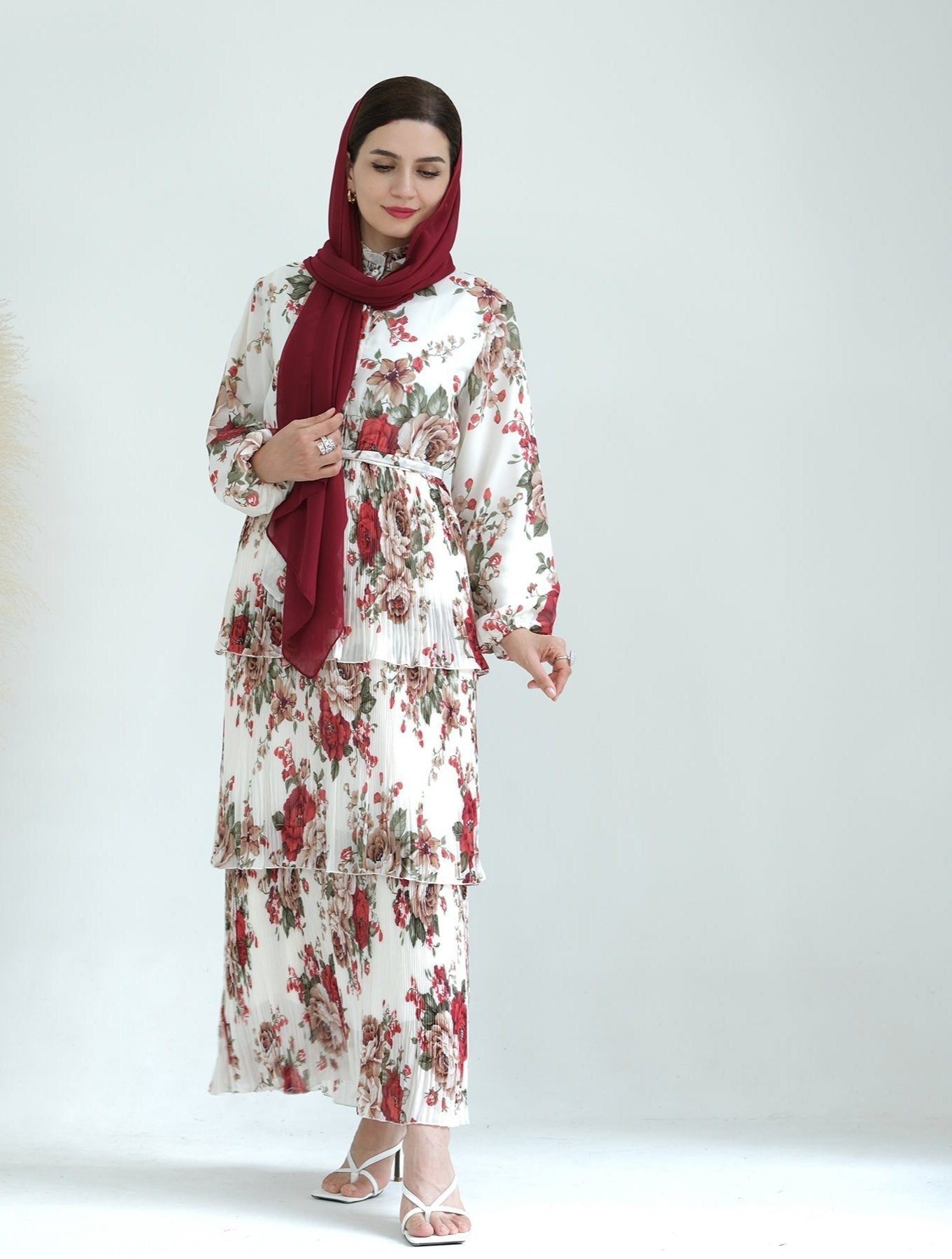 Fleur Maxi Dress - Elegant Red & Ivory Floral Summer Dress for Women | Perfect for Beach, Vacation & Casual Outings