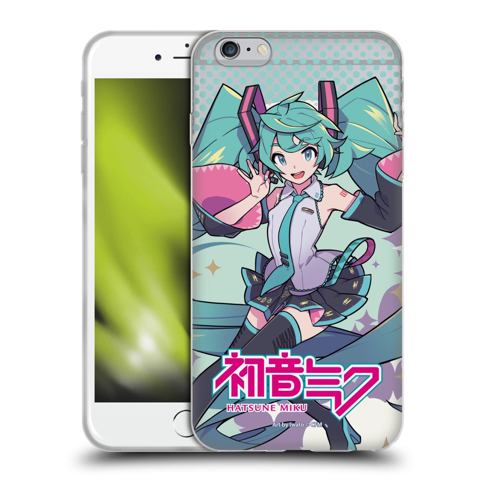 Officially Licensed Hatsune Miku Pastel Graphic Soft Gel Phone Case - Compatible with iPhone 6 Plus/6s Plus - Cute Anime Protection for School, Work & Daily Use